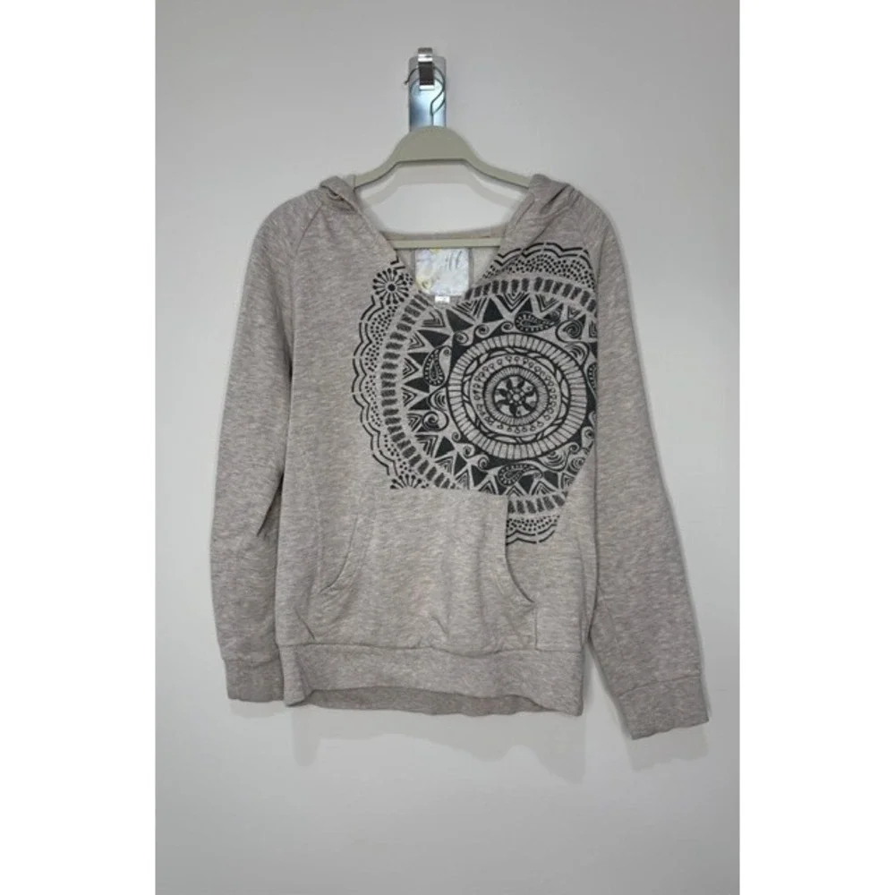 ONeill Womens Heather Tan Mandala Paisley Graphic Hoodie Sweatshirt Large - Picture 1 of 3